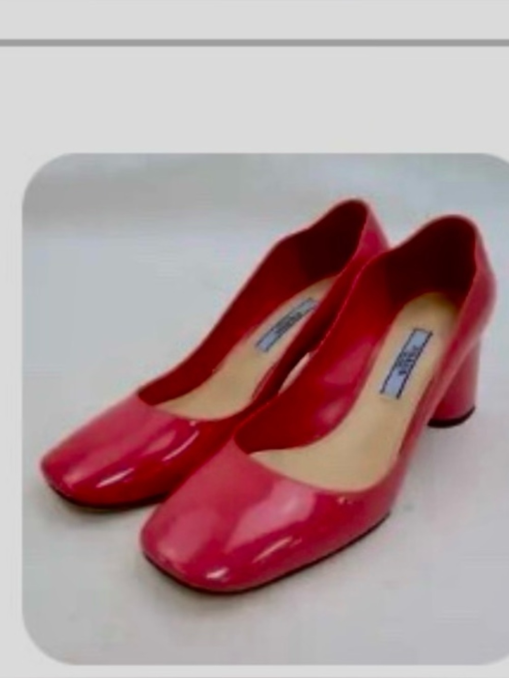Prada Red Patent Block Heel Pumps